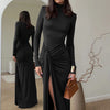 Turtleneck Split Maxi Dress