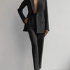 Solid Color Blazer Suit Set