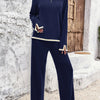 Contrast Knitted Sweater Set