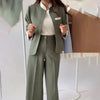 Stand Collar Blazer Suit Set