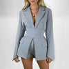 Lapel Blazer Suit Set