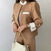 Stand Collar Blazer Suit Set